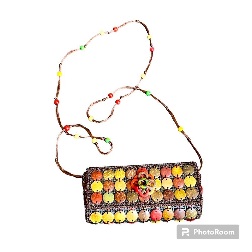 Handcrafted Coconut Shell Multicolor Sling Bag Be… - image 1